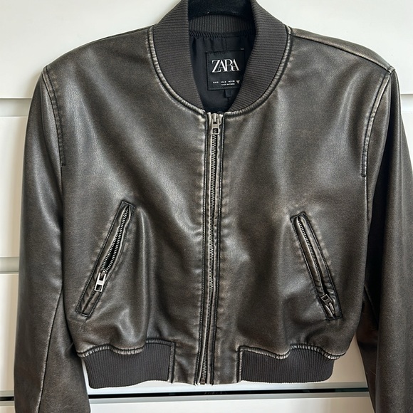 Zara Leather Bomber Jacket - Sizes XS, S - Picture 4 of 8